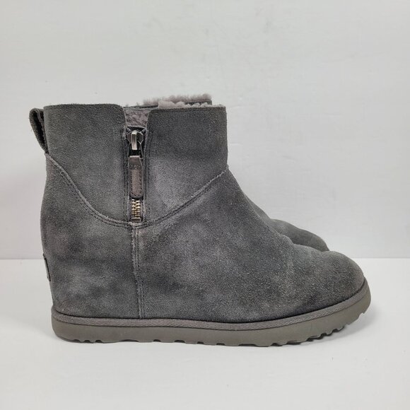 UGG Classic Femme Mini Women's Gray Suede Ankle Boots S/N 1117535 US Size 8 - Picture 1 of 8
